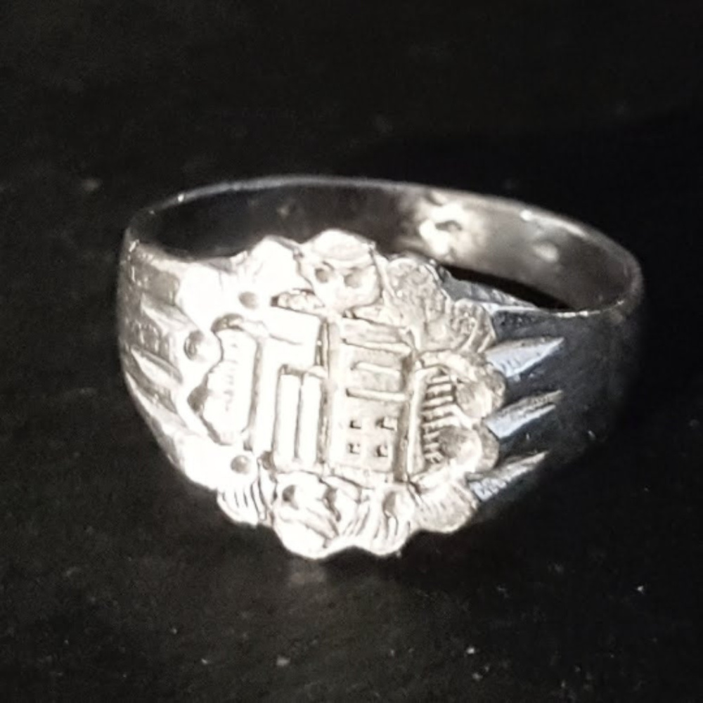 Silver Luck Chinese Character Men's Ring
